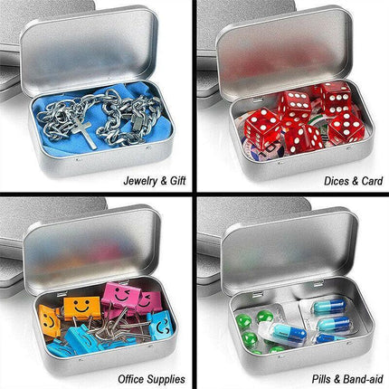 Small Metal Storage Tin Box with Lid 6PCS Portable Hinged Container for Travel Home.