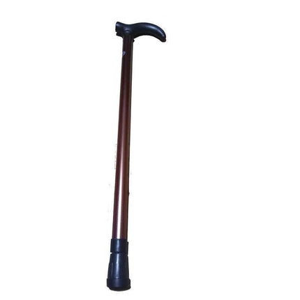 Metal Walking Stick Travel Retractable Cane Pole Compact Adjustable Lightweight - Brown.