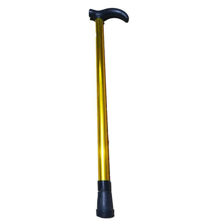 Metal Walking Stick Travel Retractable Cane Pole Compact Adjustable Lightweight - Brown.