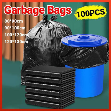 100Pcs Heavy-Duty Black Bin Bags - Durable Waste Refuse Sacks - 120*130cm-100PCS.