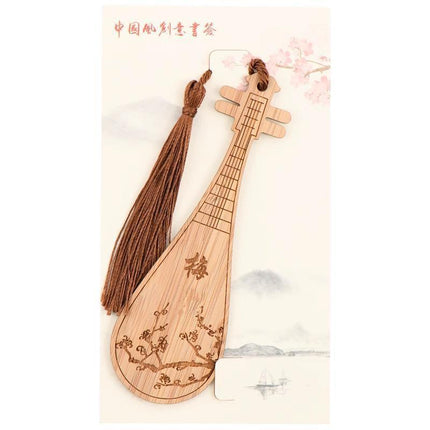 Chinese Style Bass Book Folder Book Clip Bamboo Bookmark Guitar Bookmark Lable - Guzheng.