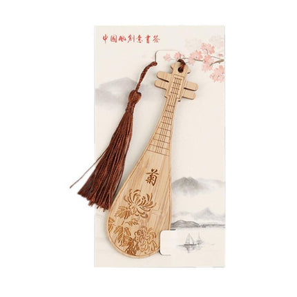 Chinese Style Bass Book Folder Book Clip Bamboo Bookmark Guitar Bookmark Lable - Guzheng.
