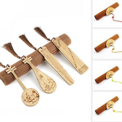 Chinese Style Bass Book Folder Book Clip Bamboo Bookmark Guitar Bookmark Lable - Pipa - Lan.