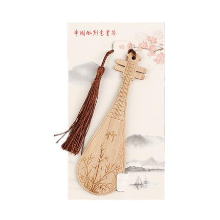 Chinese Style Bass Book Folder Book Clip Bamboo Bookmark Guitar Bookmark Lable - Pipa - Chrysanthemum.
