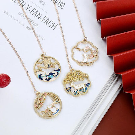 Metal Rabbit Bookmark Tassel Book Pendant Retro Clip School Office Supplies Gift - Cat.