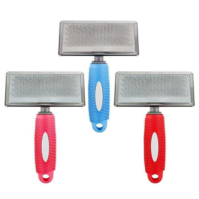 L Size Hair Shedding Grooming Trimmer Comb Brush Slicker Undercoat Rake Pet Dog Cat - Blue.