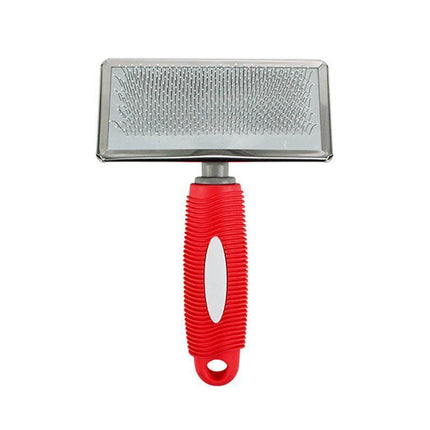 M Size Hair Shedding Grooming Trimmer Comb Brush Slicker Undercoat Rake for Dog Cat - Red.