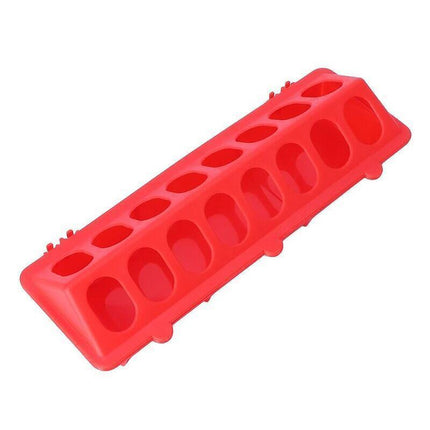 30cm Feeder Storage Trough Quail Drinker Plastic Wild Stable Chick Birds Pigeons - Red.