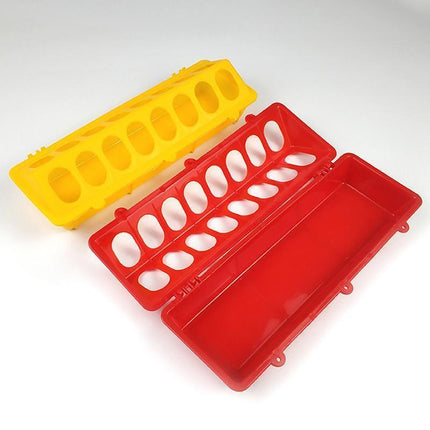 30cm Feeder Storage Trough Quail Drinker Plastic Wild Stable Chick Birds Pigeons - Yellow.