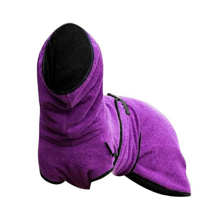 Dog Puppy HoodiesJacket Solid Coat Pet Winter Soft Warm Clothes S-5XL Purple - S.