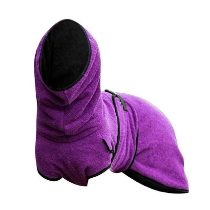 Dog Puppy HoodiesJacket Solid Coat Pet Winter Soft Warm Clothes S-5XL Purple - S.