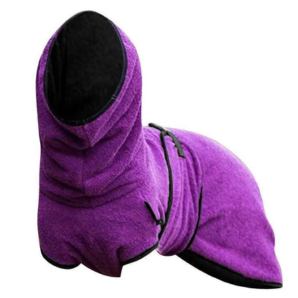 Dog Puppy HoodiesJacket Solid Coat Pet Winter Soft Warm Clothes S-5XL Purple - S.