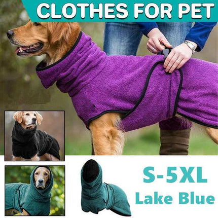 Dog Puppy Hoodies Jacket Solid Coat Pet Winter Soft Warm Clothes S-5XL Lake Blue - S.
