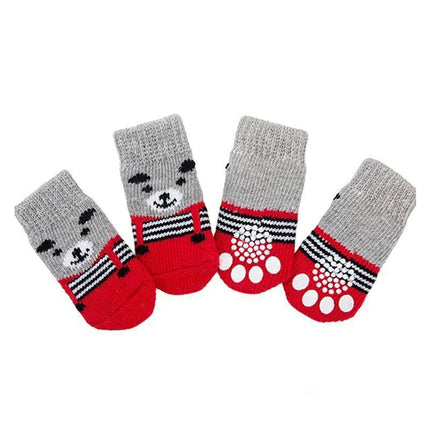 Dog Socks Non-Slip Grip Slip Anti-Slip - Puppy Cat Pet Shoes Slippers M Size - Yellow ducklings.
