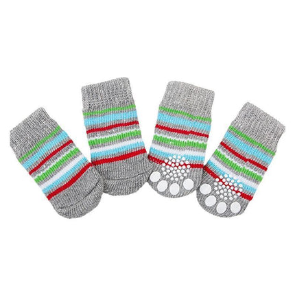 Dog Socks Non-Slip Grip Slip Anti-Slip - Puppy Cat Pet Shoes Slippers M Size - Yellow ducklings.