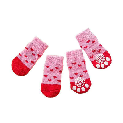 Dog Socks Non-Slip Grip Slip Anti-Slip - Puppy Cat Pet Shoes Slippers S Size - Red Mickey.