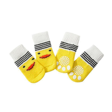 Dog Socks Non-Slip Grip Slip Anti-Slip - Puppy Cat Pet Shoes Slippers M Size - Yellow Kumamoto.
