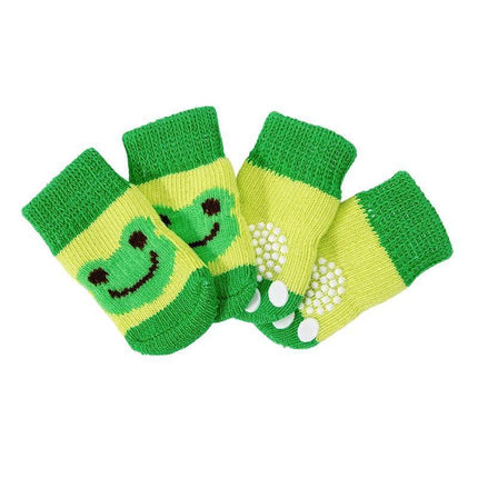 Dog Socks Non-Slip Grip Slip Anti-Slip - Puppy Cat Pet Shoes Slippers M Size - Red bear.