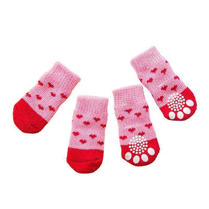 Dog Socks Non-Slip Grip Slip Anti-Slip - Puppy Cat Pet Shoes Slippers M Size - Blue bones.