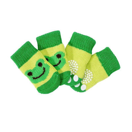 Dog Socks Non-Slip Grip Slip Anti-Slip - Puppy Cat Pet Shoes Slippers S Size - Grey tiger.