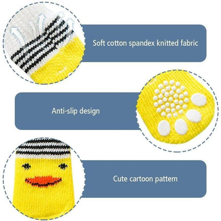Dog Socks Non-Slip Grip Slip Anti-Slip - Puppy Cat Pet Shoes Slippers M Size - Grey tiger.