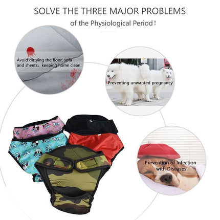 Washable Female Pet Dog Cat Nappy Diaper Physiological Pants Panties Underwear Black - XXL.