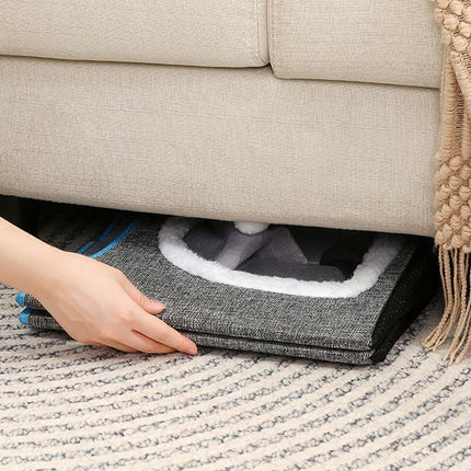 Foldable Pet Cat Calming Bed Hideaway Interactive House Nest Scratching Board - Dark Grey.
