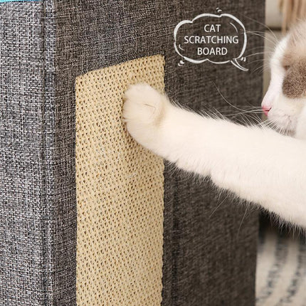 Foldable Pet Cat Calming Bed Hideaway Interactive House Nest Scratching Board - Light Green.