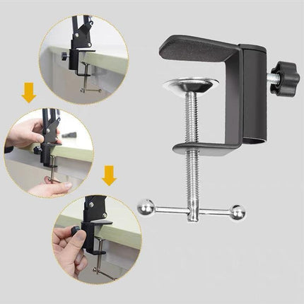 Microphone Suspension Boom Arm Desktop Stand Mic Holder Mount and Pop Filter - Mic Stand with Pop Filter.