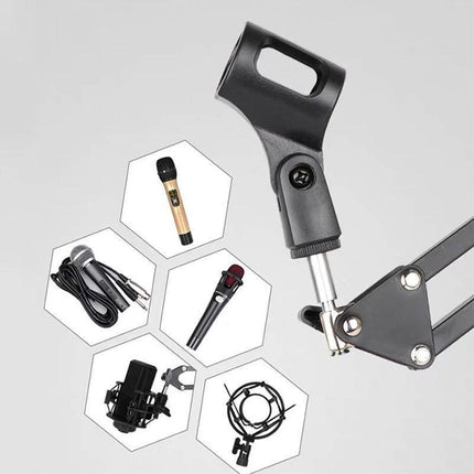 Microphone Suspension Boom Arm Desktop Stand Mic Holder Mount and Pop Filter - Mic Stand with Pop Filter.