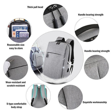 Waterproof Laptop Backpack Bag for Men Women School Travel Business Use - Grey 2 Zipper.