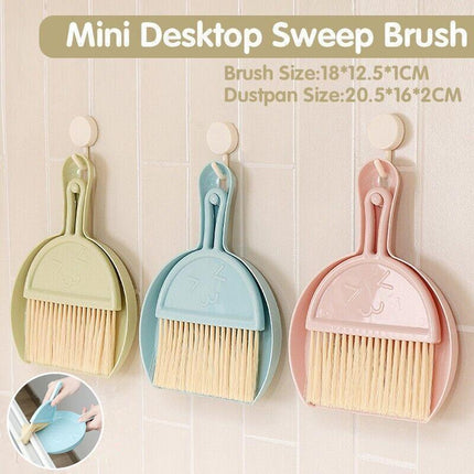 Mini Desktop Sweep Cleaning Brush Keyboard Brush Small Broom Dustpan Set - Green.