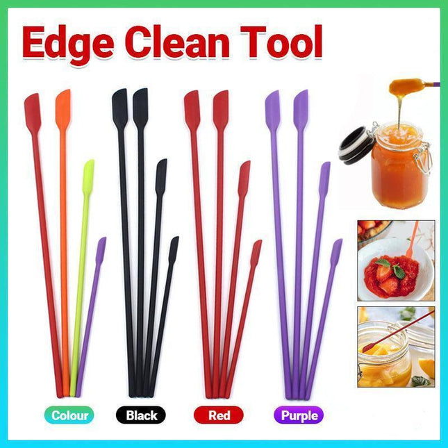 4X Silicone Mini Spatula Jar Scraper Scoop Tip Long Spatula Cosmetic Bottle B8A3 - Purple.