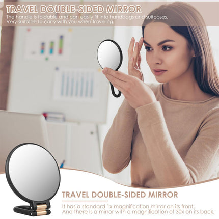 Makeup Mirror Handheld Magnifying Mirror 30X Portable Mirror Compact Travel Tool - Black.