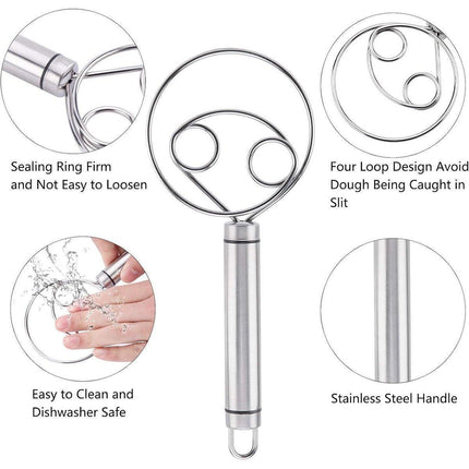 Stainless Steel Double Eye Coil Flour Mixer Household Baking Tool Egg Beate.