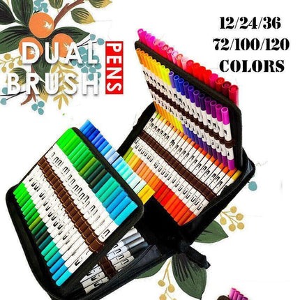12-120 Watercolor Brush Pen Set Artist Sketch Marker - White-12 Colours.