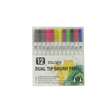 12-120 Watercolor Brush Pen Set Artist Sketch Marker - White-12 Colours.