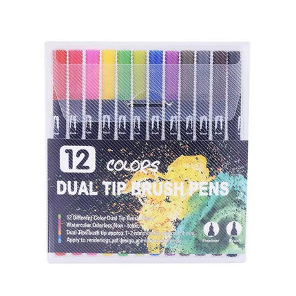 12-120 Watercolor Brush Pen Set Artist Sketch Marker - White-12 Colours.