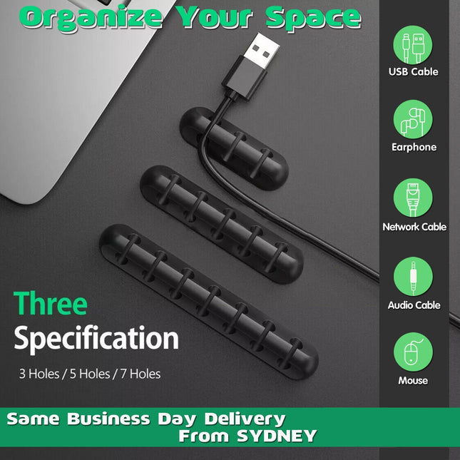 Value Pack Usb Charge Cable Holder Desk Cable Clips Organizer Cord Management - 5 Clips.