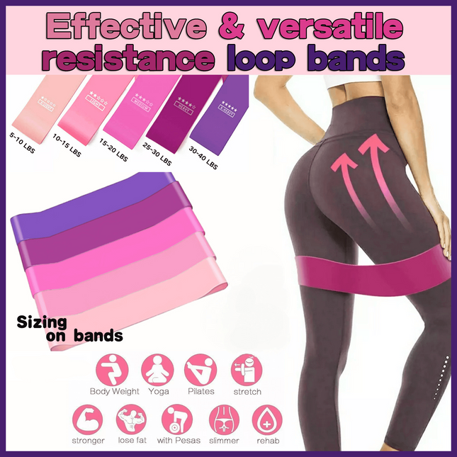 Exercise Resistance Bands Loop Power Strength Training Fitness Yoga Pilates Gym - Rose Red (600*50*0.9MM).