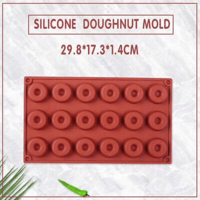 18 Cavity Mini Donut Doughnut Chocolate Pan Tray Silicone Mold Baking Cake Mould.