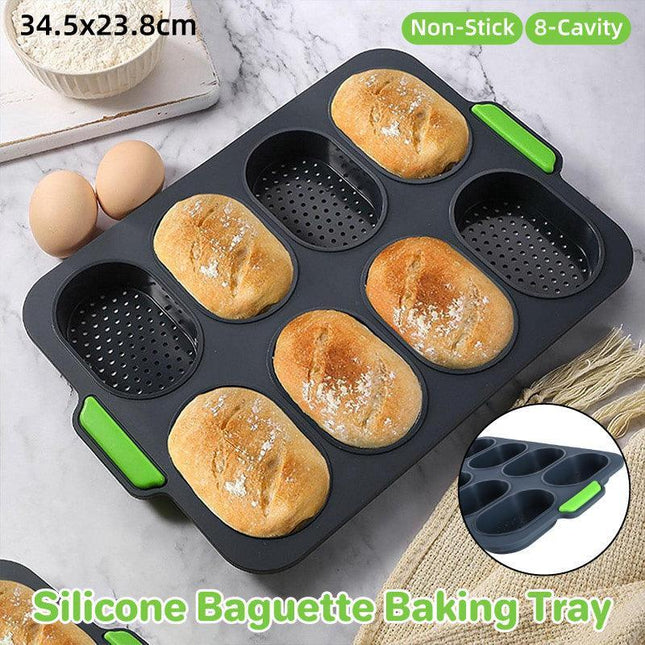 Silicone Cake Mould Oval 8 Compartment Non Stick Baking Pan Kitchen Tools Set.