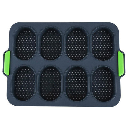 Silicone Cake Mould Oval 8 Compartment Non Stick Baking Pan Kitchen Tools Set.