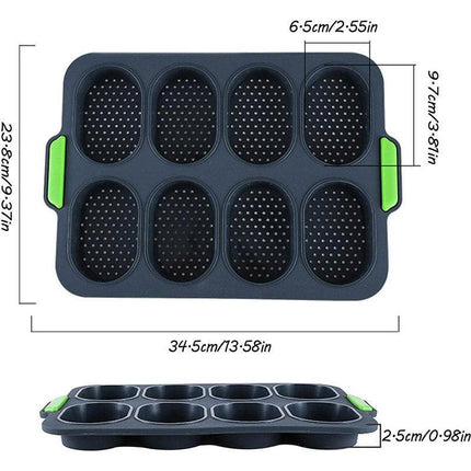 Silicone Cake Mould Oval 8 Compartment Non Stick Baking Pan Kitchen Tools Set.