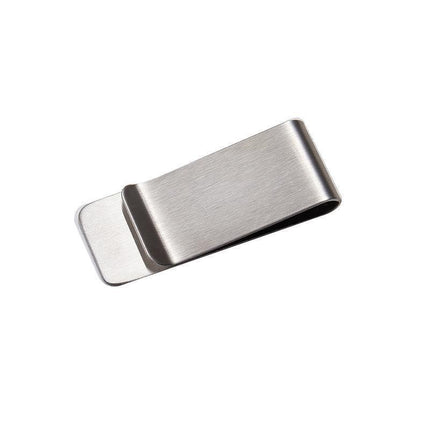 Clip Note Business Card Holder Stainless Steel Mens Wallet Metal - Silver.