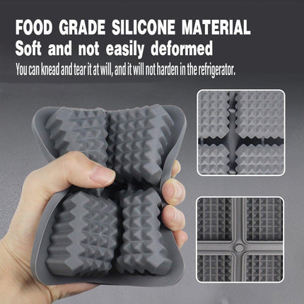 2PCS Silicone Ice Cube Tray Round and Square Ice Ball Maker for Whiskey Cocktails - Black.