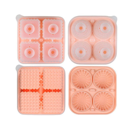 2PCS Silicone Ice Cube Tray Round and Square Ice Ball Maker for Whiskey Cocktails - Black.