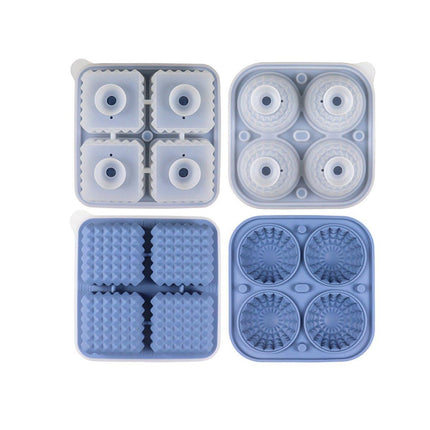 2PCS Silicone Ice Cube Tray Round and Square Ice Ball Maker for Whiskey Cocktails - Black.
