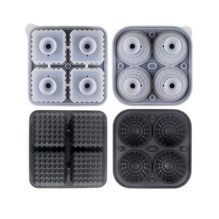 2PCS Silicone Ice Cube Tray Round and Square Ice Ball Maker for Whiskey Cocktails - Blue.