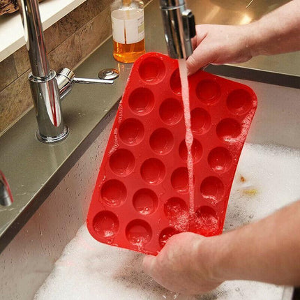 24 Cavity Pan Tray Silicone Mini Cupcake Cookie Baking Mold Au - Red.
